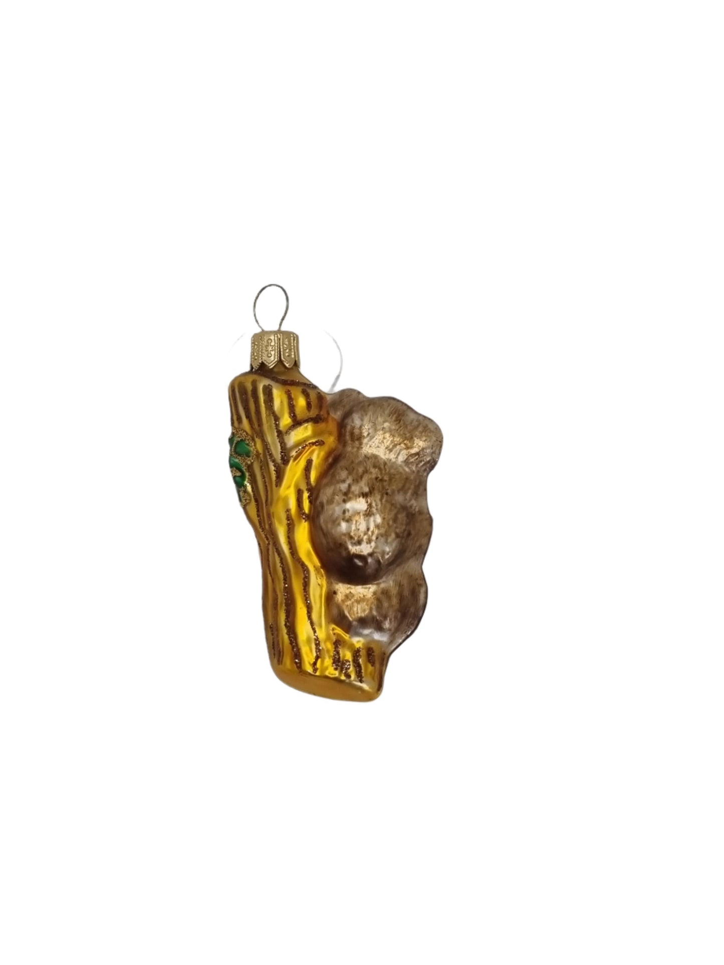 European Glass Christmas ornament of a Koala family on branch (K)
