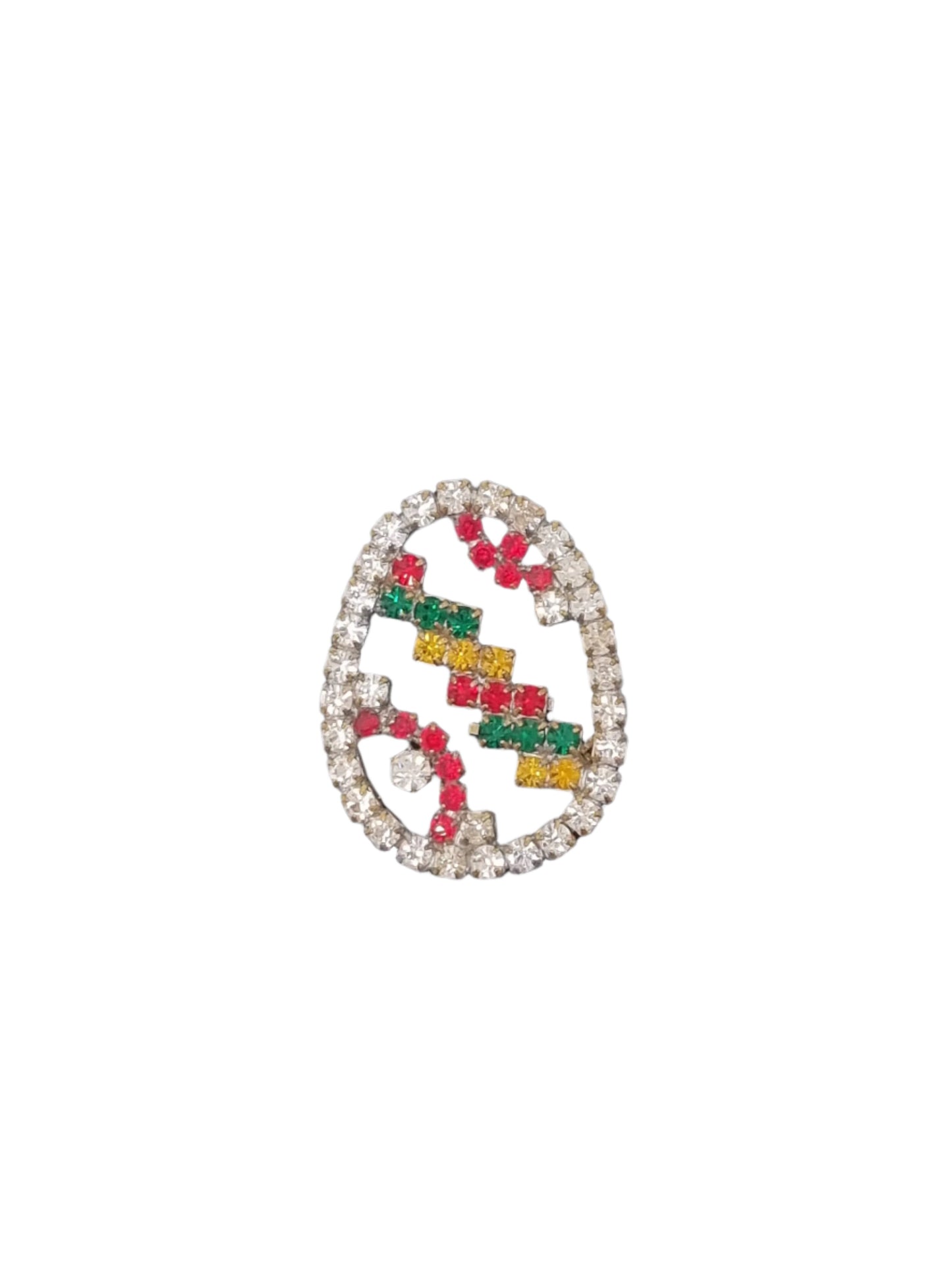 European Glass Christmas ornament of a Vintage Colourful Crystal Easter Egg | Brooch IV