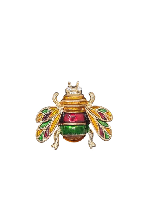 European Glass Christmas ornament of a Colourful Enamel Beetle | Brooch IV