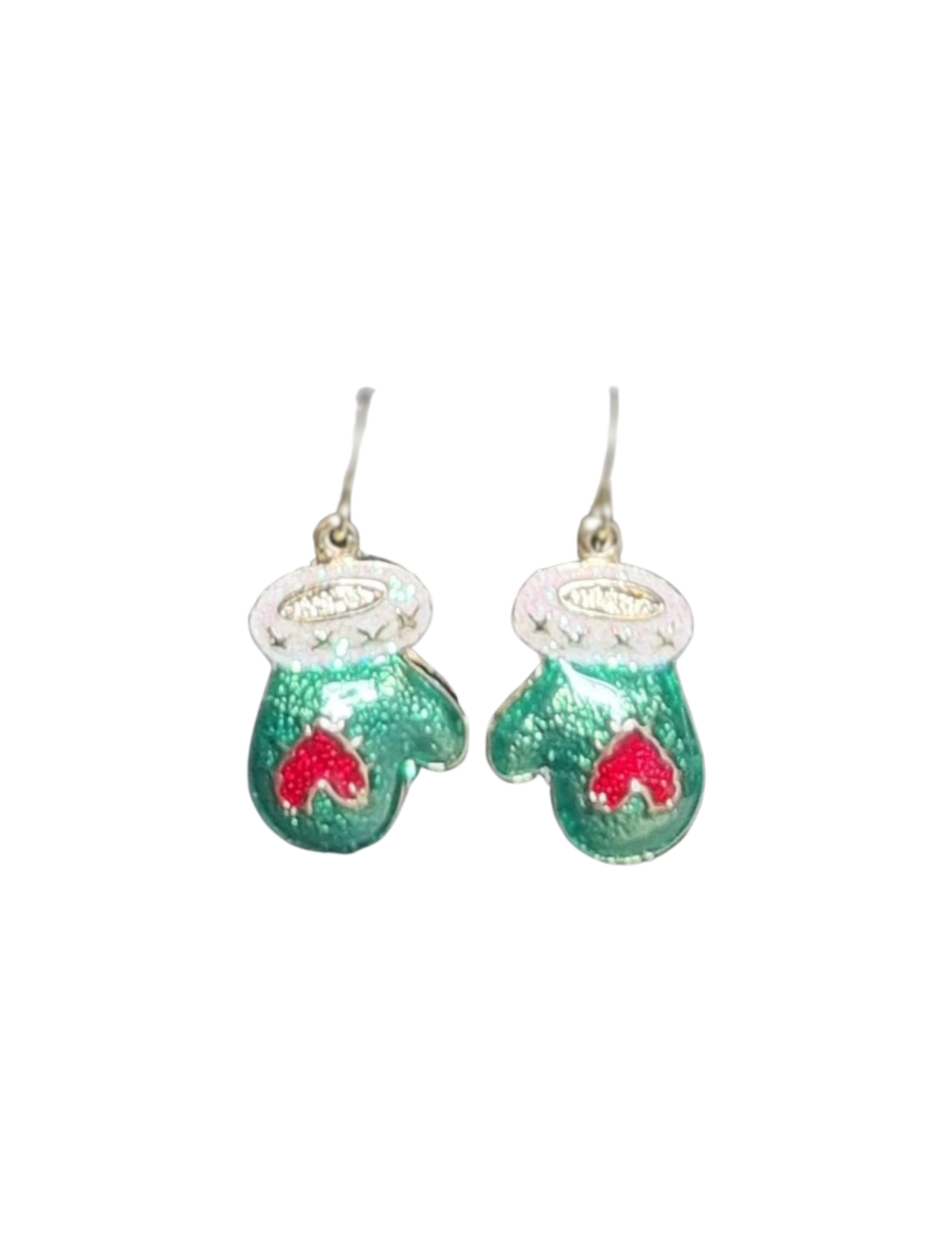 Green Mittens with Red Bow | Earrings