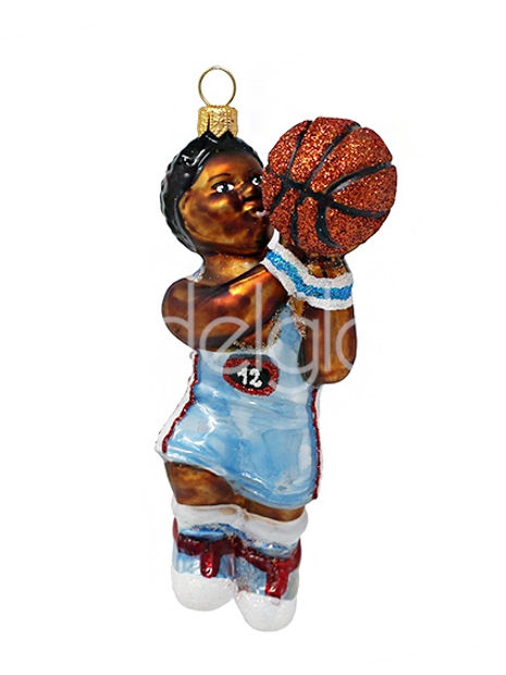 European Glass Christmas ornament of a Basketball player (V)