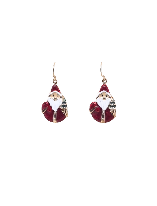 European Glass Christmas ornament of a Fat Santa | Earrings