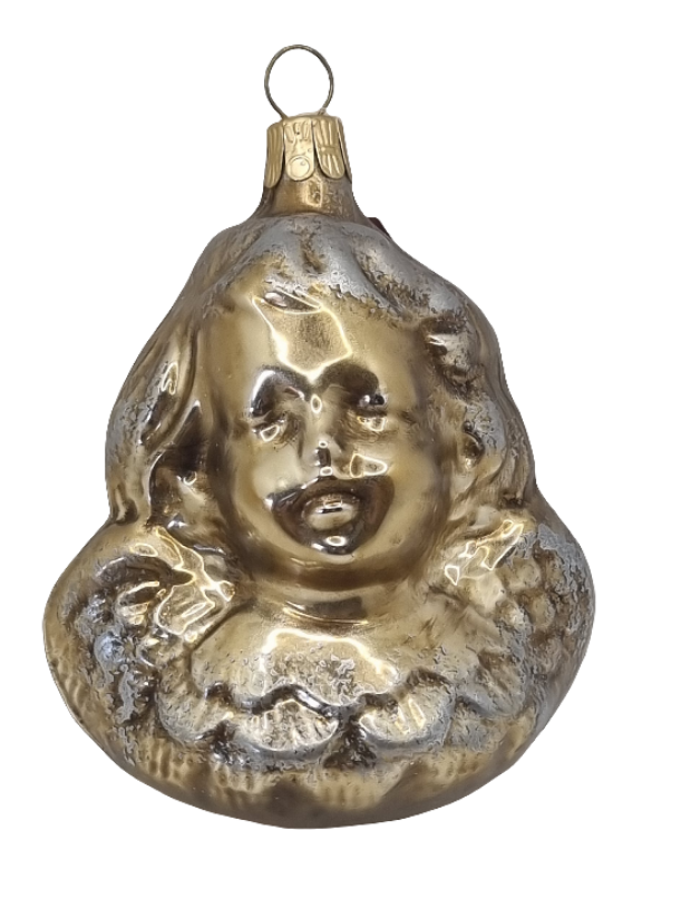 European Glass Christmas ornament of a Angel Head Bust (E)