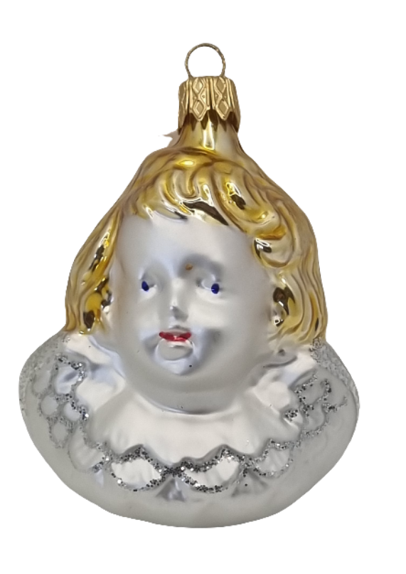 European Glass Christmas ornament of a Angel Head Bust (E)