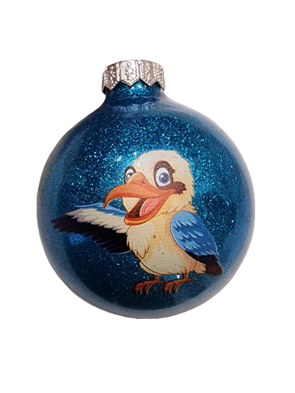 European Glass Christmas ornament of a Bauble | Cartoon Kookaburras (K)