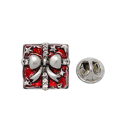 European Glass Christmas ornament of a Red Present | Pins