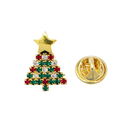 European Glass Christmas ornament of a Crystal Tree Gold Star | Pins