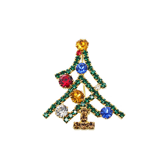 European Glass Christmas ornament of a Crystal Tree with Large Crystal Baubles | Brooch V