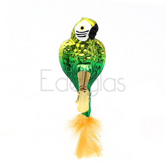 European Glass Christmas ornament of a Birds on Clip (J) | Parrot