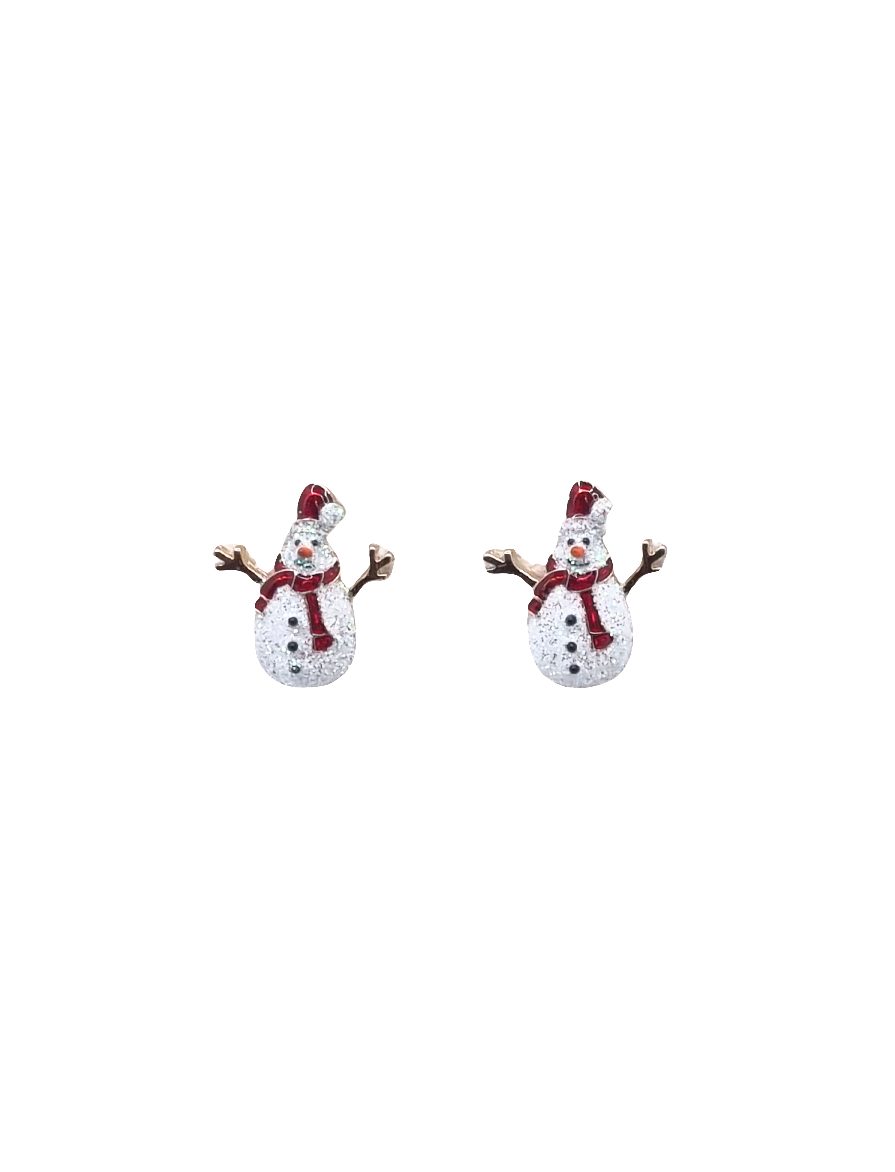 European Glass Christmas ornament of a Single Snowman Studs | Earrings
