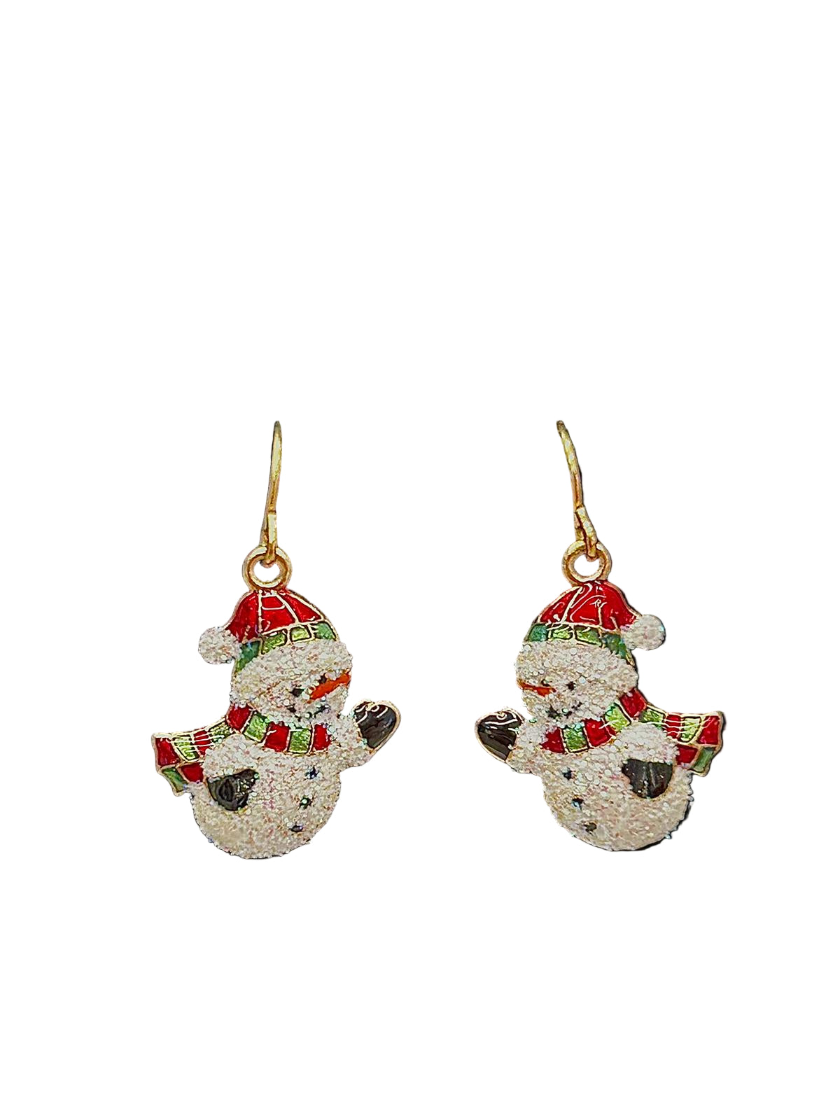 Snowman earrings with red hats and scarves