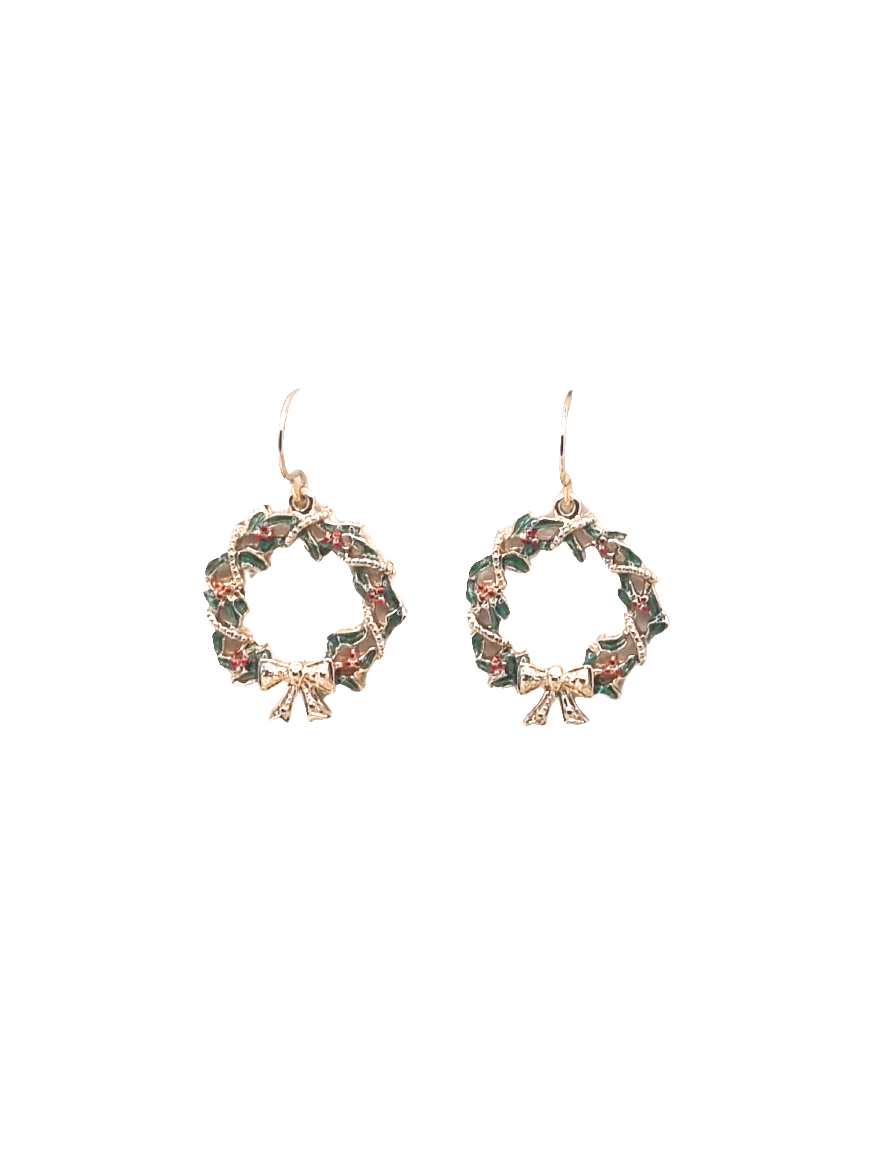 European Glass Christmas ornament of a Thin Wreath | Earrings