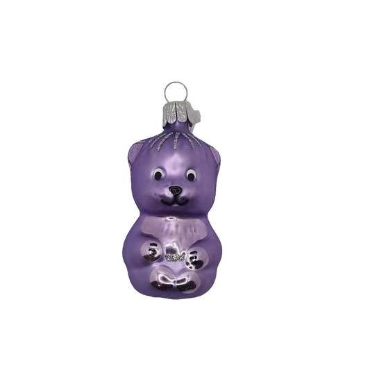 European Glass Christmas ornament of a Bear | Glittery Teddy Bear (E)