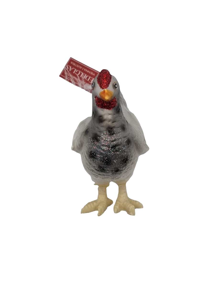 European Glass Christmas ornament of a Chicken (S)