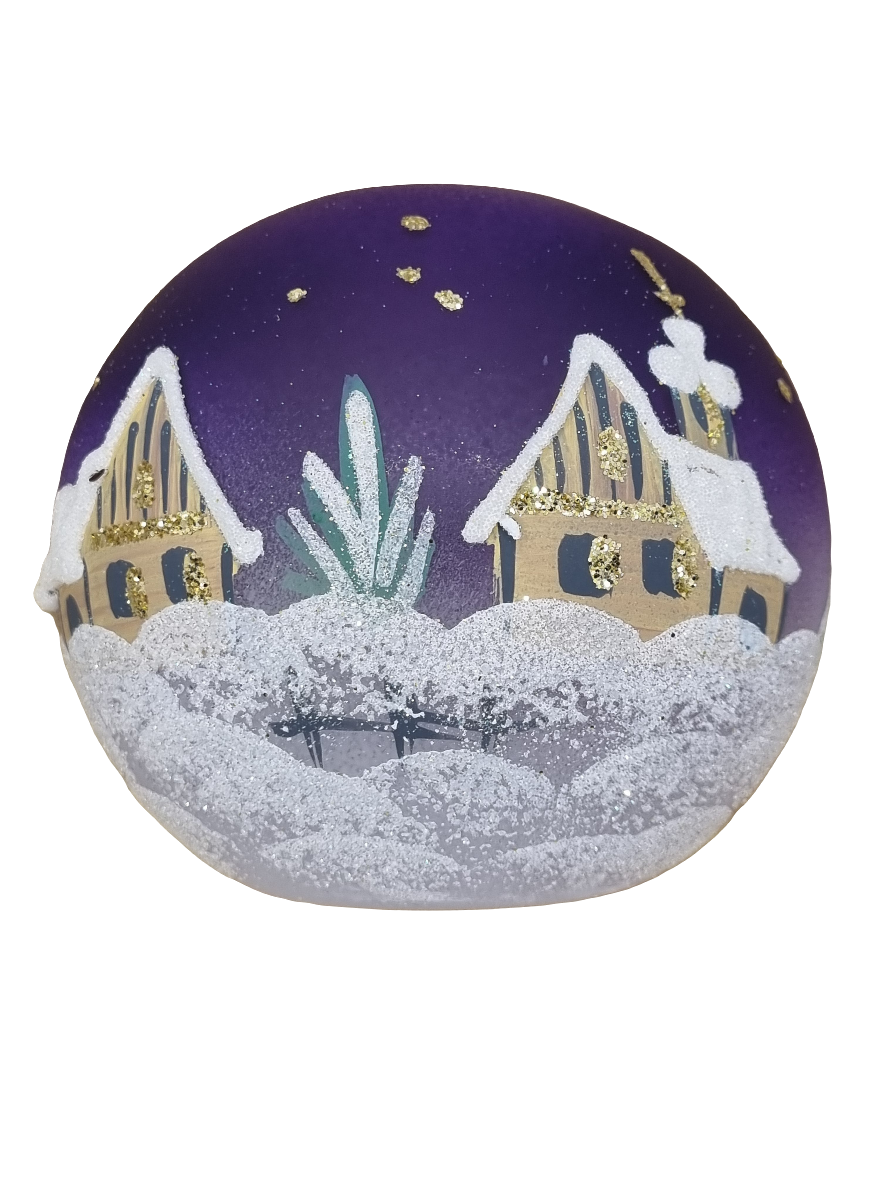 European Glass Christmas ornament of a Round Glass Candle Holder