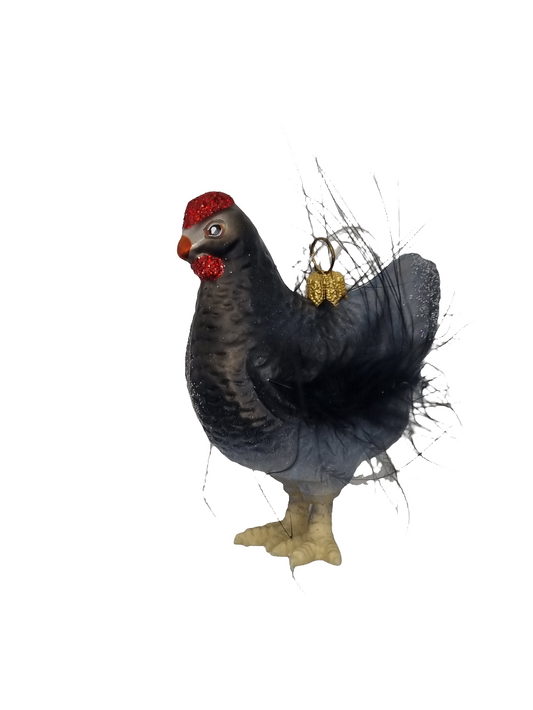 European Glass Christmas ornament of a Chicken (S)