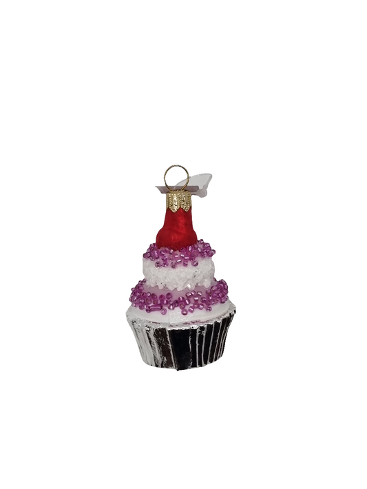 European Glass Christmas ornament of a Cupcake (J)