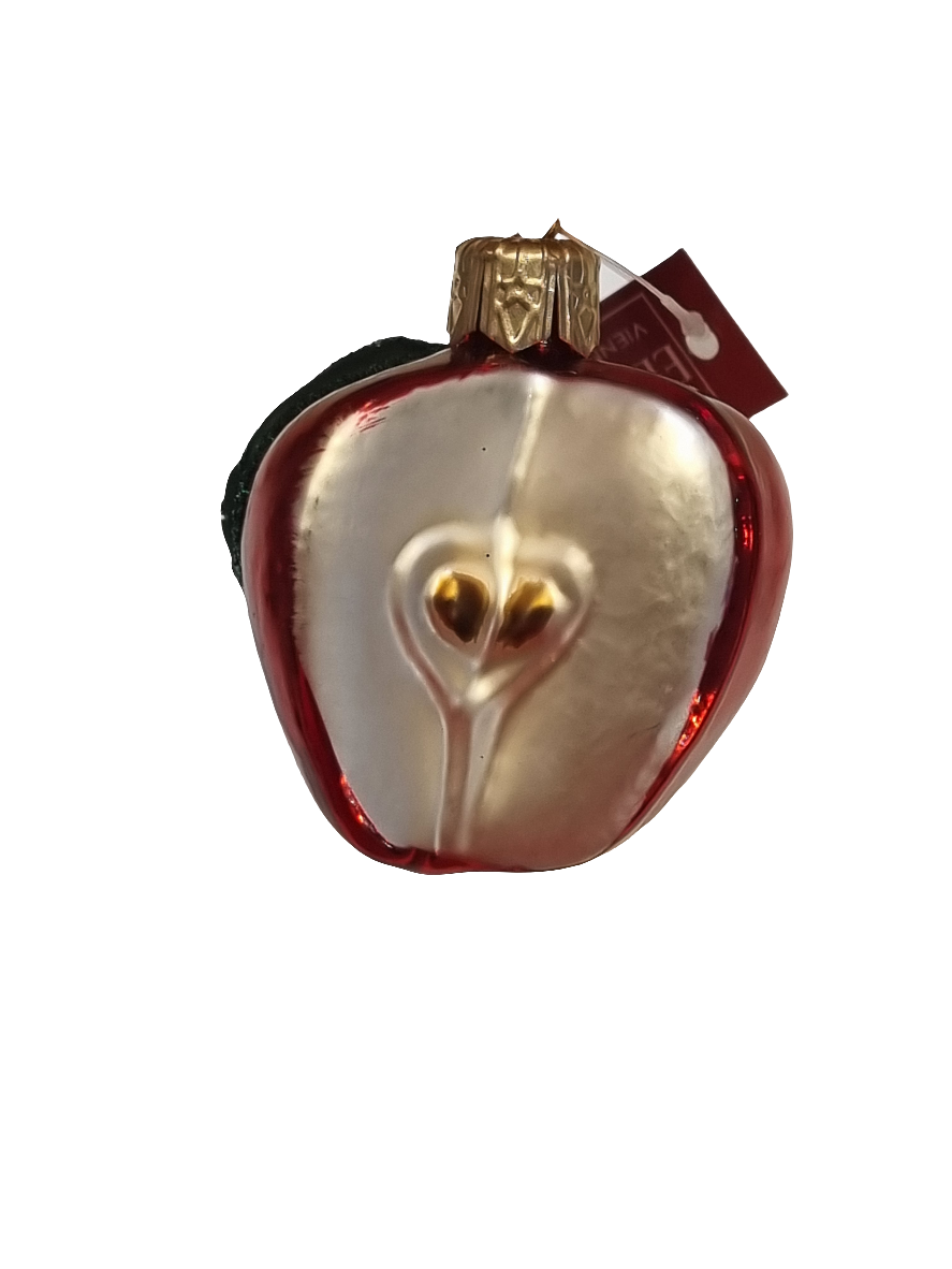 European Glass Christmas ornament of a Apple | Three Quarters (J)