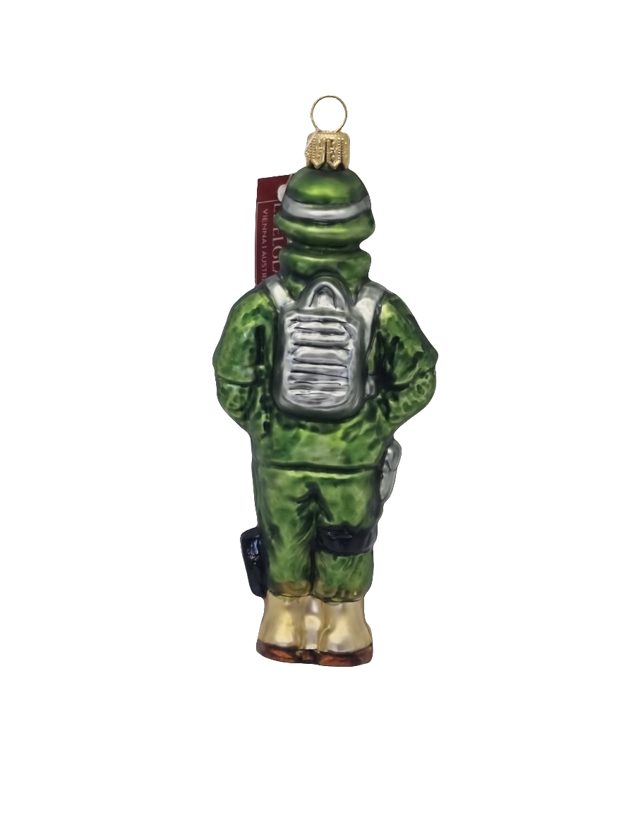 European Glass Christmas ornament of a Soldier Military Man (M)