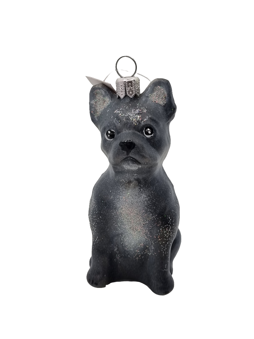 European Glass Christmas ornament of a Dog French Bulldog (S)