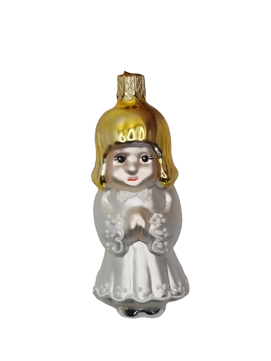 European Glass Christmas ornament of a Angel | Praying with Wings (H)