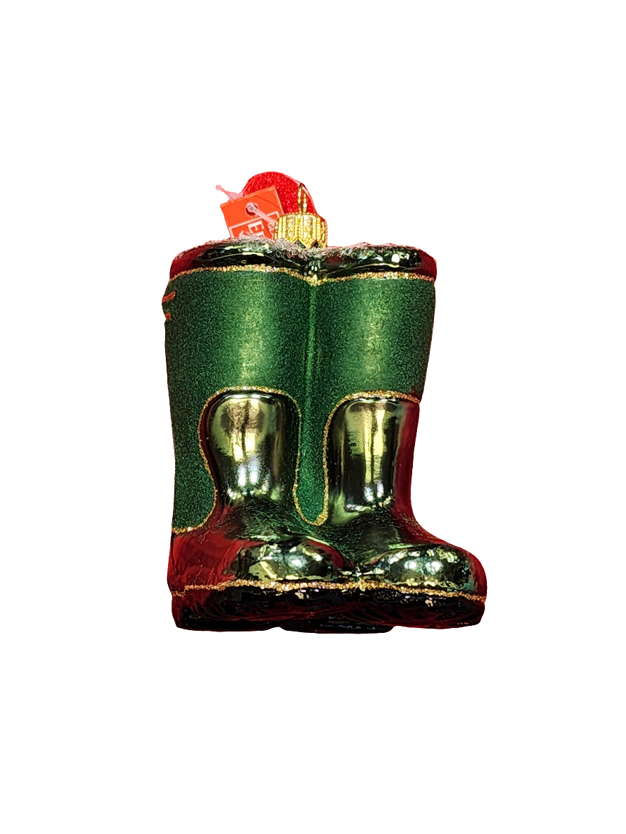 European Glass Christmas ornament of a Gum Boots Wellington Boots (U)