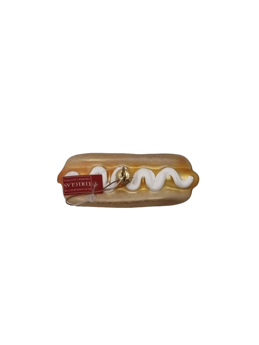 European Glass Christmas ornament of a Hot dog Mayo (G)