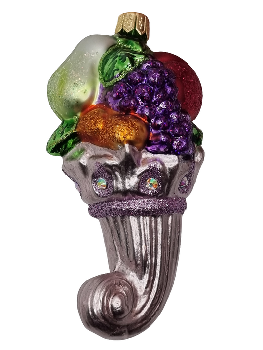 European Glass Christmas ornament of a Cornucopia (P)