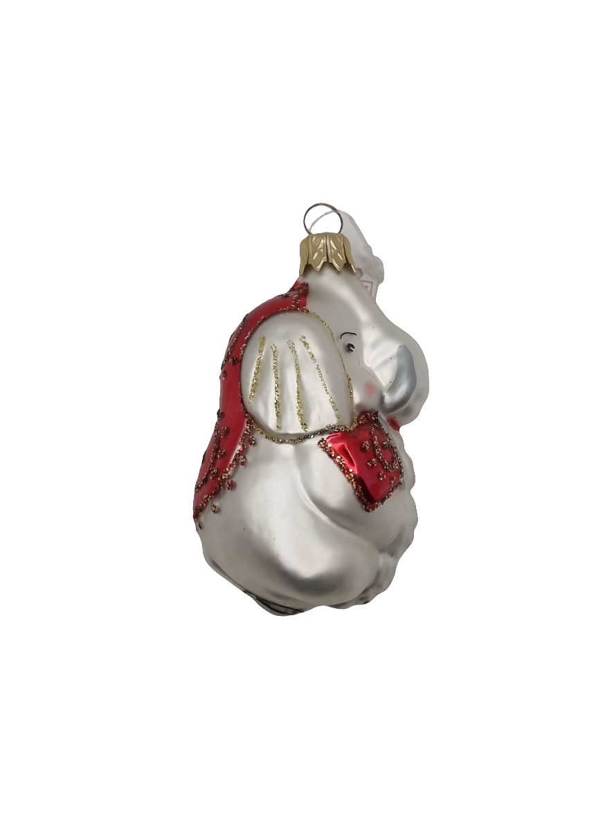 Sitzender Elefant mit rotem Rücken (H)