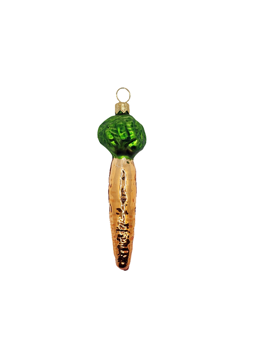 European Glass Christmas ornament of a Carrot with top shiny (G)