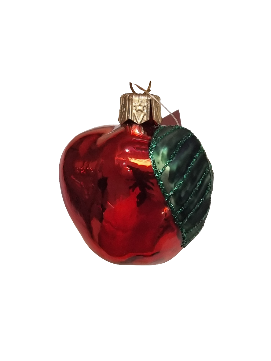 European Glass Christmas ornament of a Apple | Three Quarters (J)