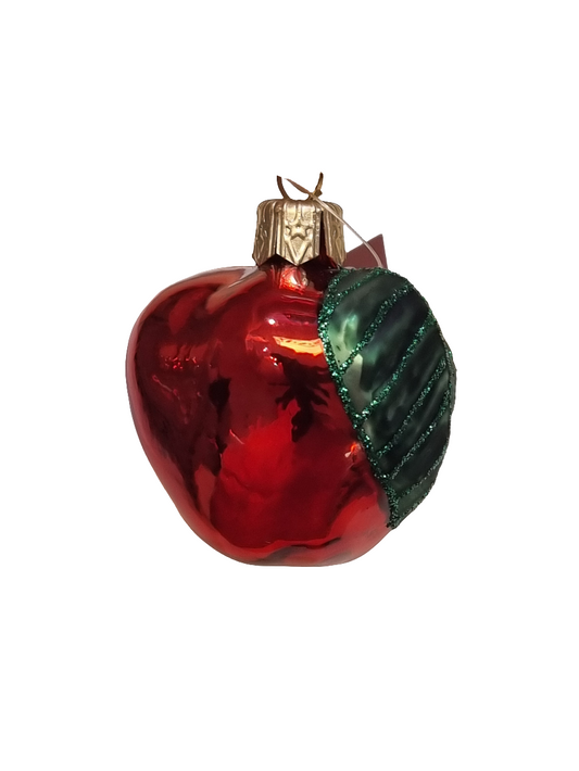 European Glass Christmas ornament of a Apple | Three Quarters (J)