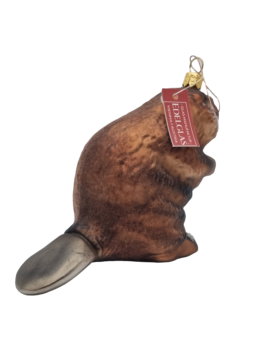 European Glass Christmas ornament of a Beaver (U)