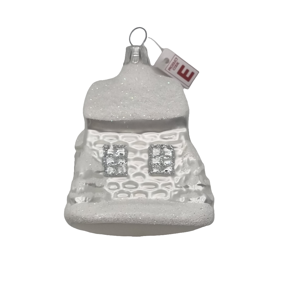 European Glass Christmas ornament of a House Large Snow (E)