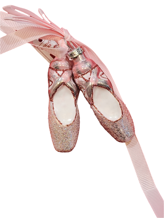 European Glass Christmas ornament of a Ballet Shoes (K)