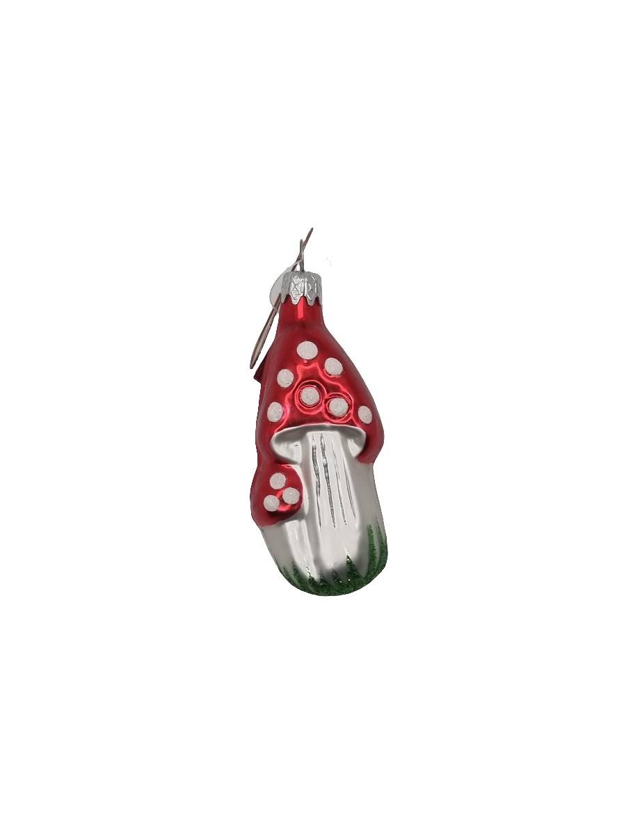 European Glass Christmas ornament of a Mushroom Double (D)