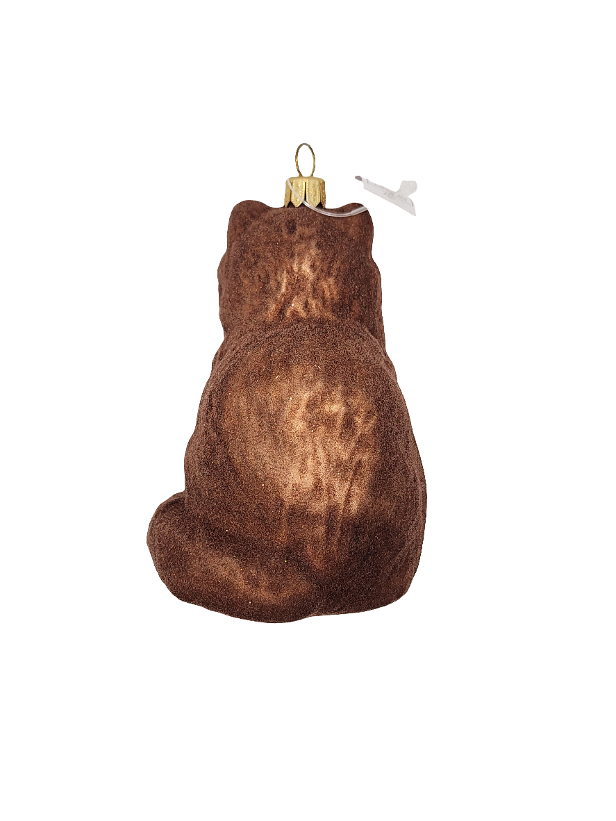 European Glass Christmas ornament of a Cat large brown (U)