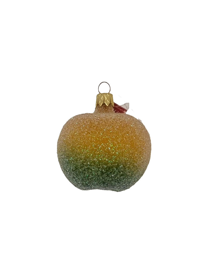 European Glass Christmas ornament of a Apple half frosted (D)