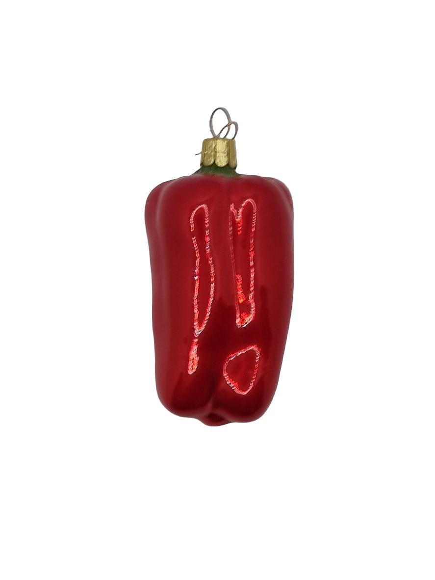 European Glass Christmas ornament of a Capsicum red shiny (E)