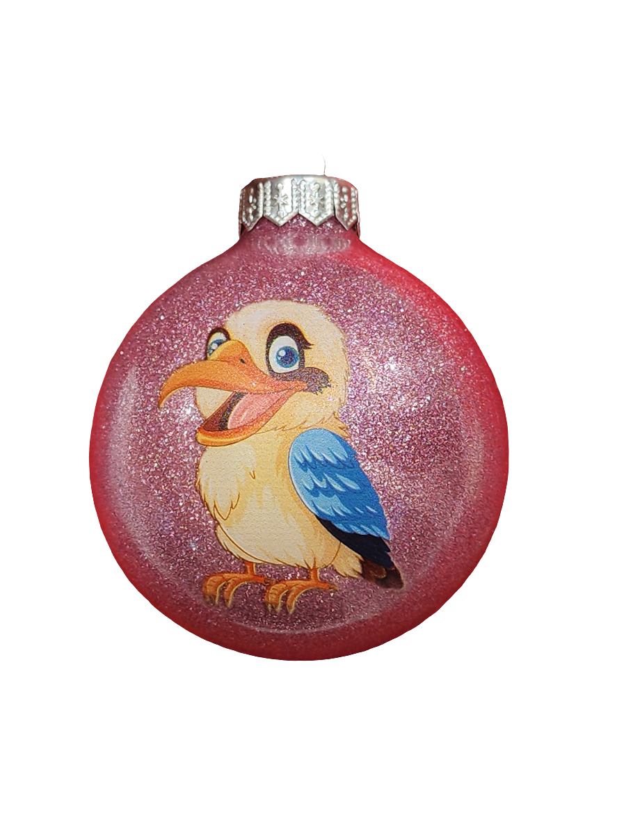 European Glass Christmas ornament of a Bauble | Cartoon Kookaburras (K)