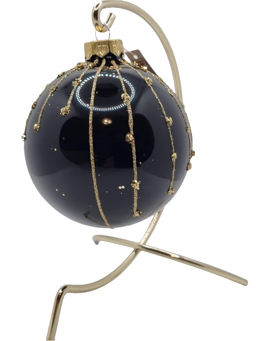 Weihnachtskugeln | Schwarz mit Gold (F)