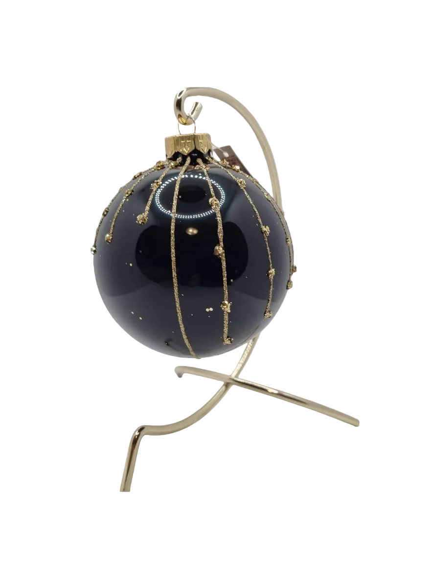 European Glass Christmas ornament of a Baubles | Black with Gold (F)