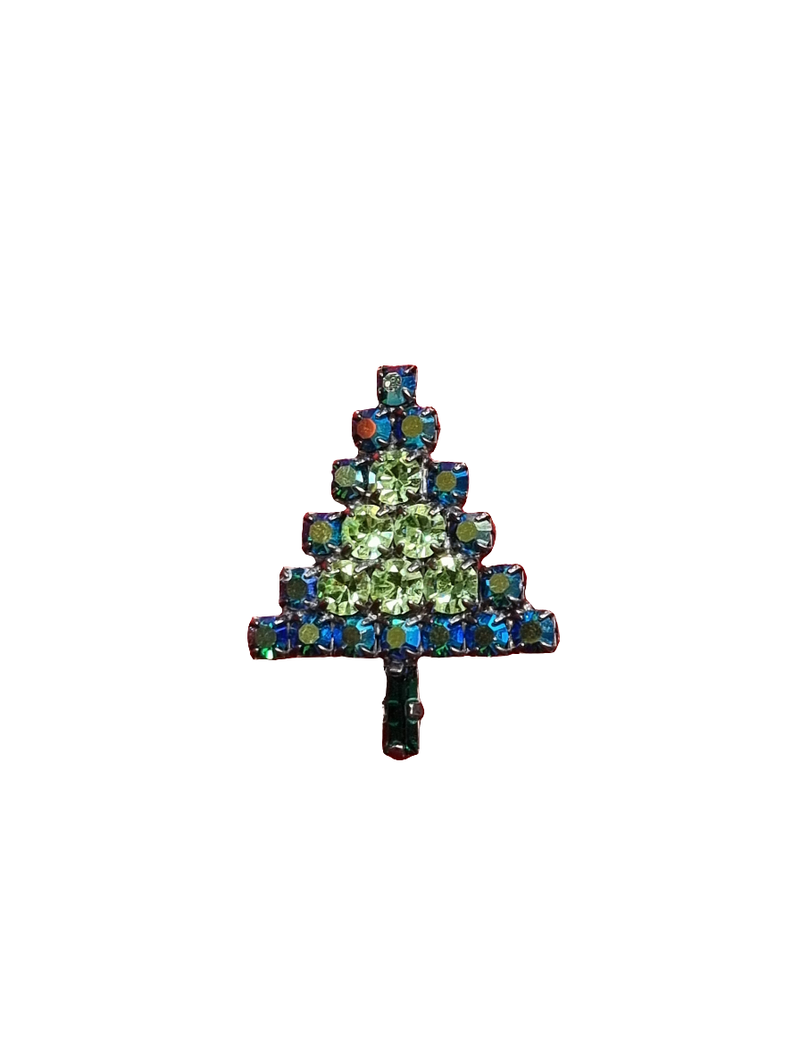 Kleiner blau-grüner Kristallbaum | Brosche V