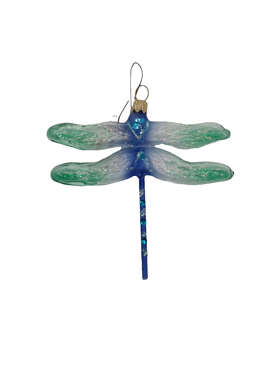 European Glass Christmas ornament of a Dragonfly (U)