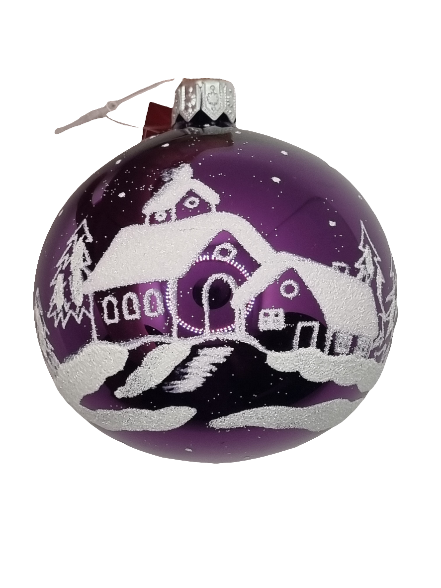 European Glass Christmas ornament of a Bauble | Coloured with Frosted House (G)