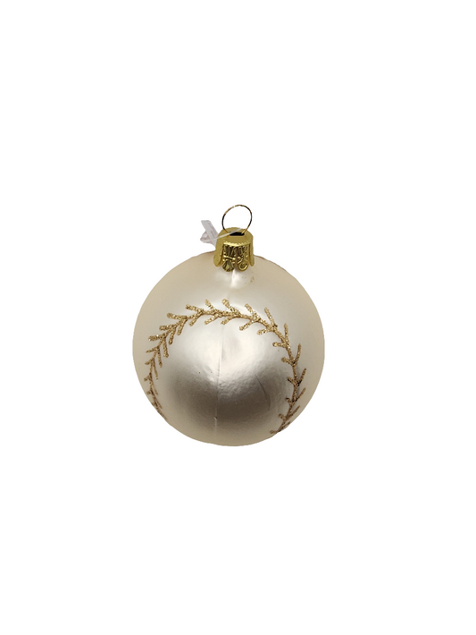 European Glass Christmas ornament of a Baseball | Gold Stitching (E)