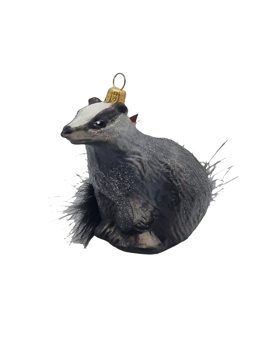 European Glass Christmas ornament of a Badger (S)
