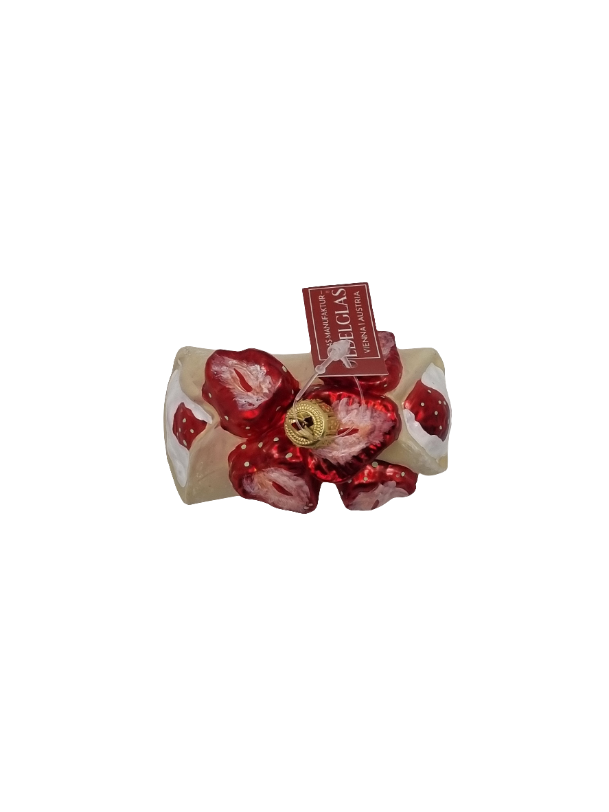 European Glass Christmas ornament of a Crepe strawberries cream (O)