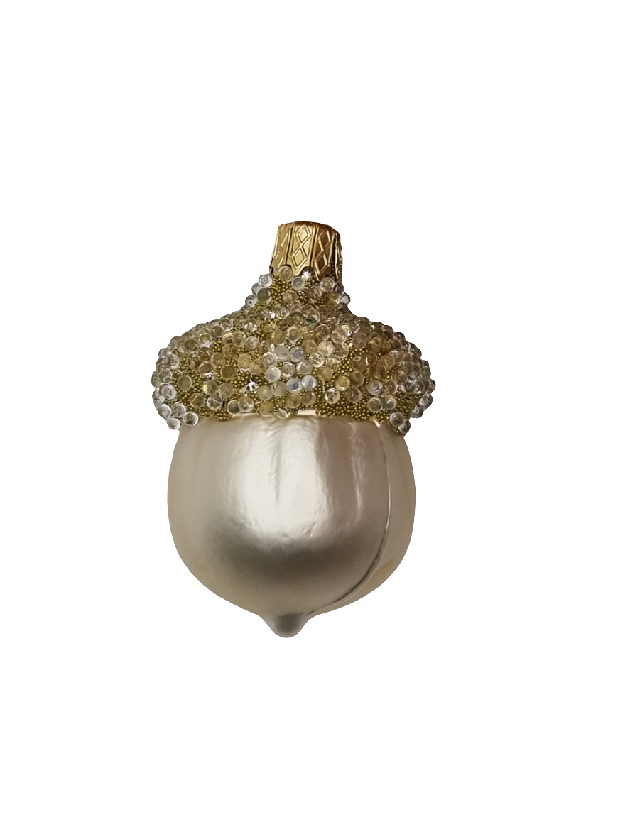 European Glass Christmas ornament of a Acorn Sparkly (G)