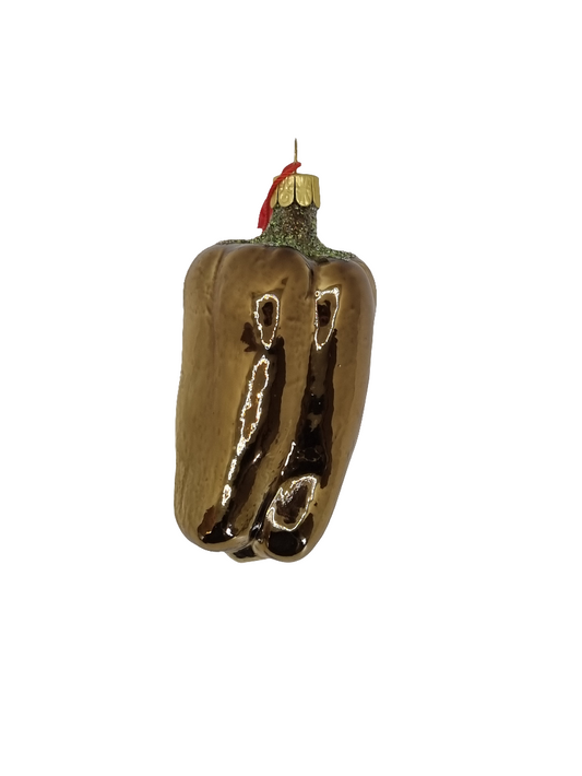 European Glass Christmas ornament of a Capsicum green shiny (F)